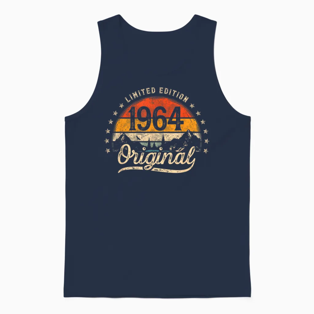 Limited Edition Original 1964 Vintage 62. Geburtstag Mann Unisex Tank Top in Navy
