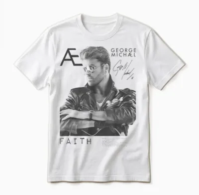 Iconic Faith Image of George Michael Unisex T-Shirt - White