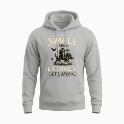 Simple Guy J'adore La Chasse Et L'apéro Humour Hunter Unisex Hoodie - Ash