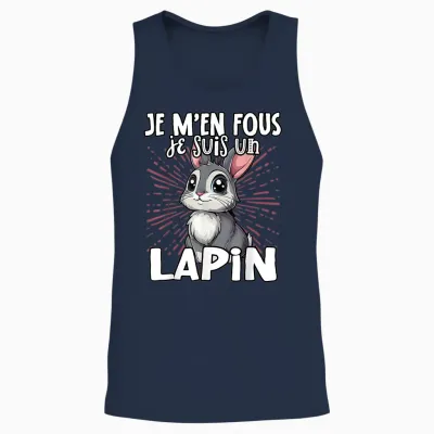 Je M'en Fous Je Suis Un Lapin Cute Rabbit T-Shirt, Black, S Unisex Tank Top - Navy