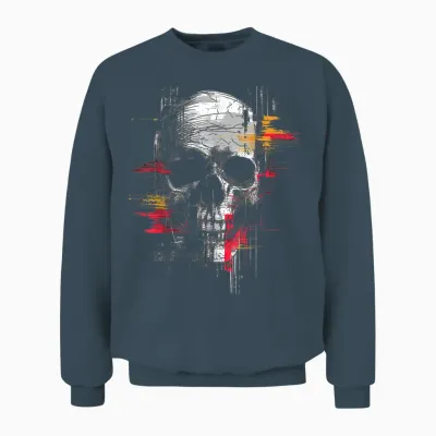 Skull Drawing Art Painting Graphic Motif Skull T-Shirt, Black Unisex Sweatshirt - Dark Heather