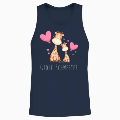 Kinder Große Schwester Giraffe Unisex Tank Top - Navy