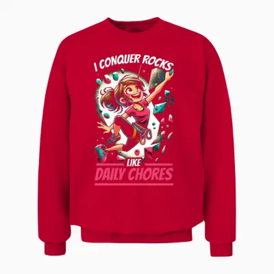 Bouldering Girl Boulderer Rock Climbing Wall Unisex Sweatshirt - Red