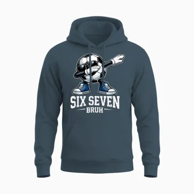 Six Seven Bruh Brainrot Gen Alpha Dabbing Football Unisex Hoodie - Dark Heather
