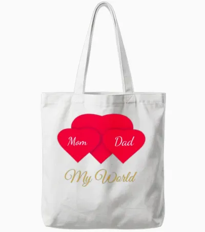 My World: Mom & Dad Emotional Design Tote Bags - White