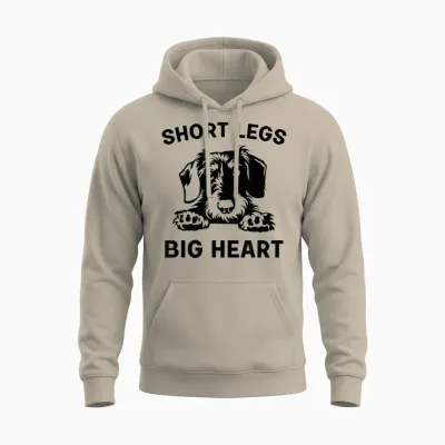 Funny Dachshund Hard Haired Short Legs Big Heart Unisex Hoodie - Sand