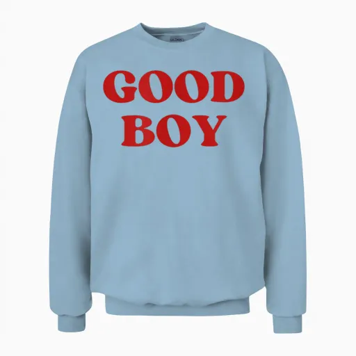 Good Boy Y2k Aesthetic 2000s Iconic Slogan T-Shirt, White, S Unisex Sweatshirt - Light Blue
