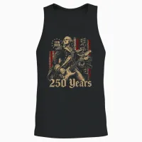 Vintage George Washington Playing Guitar 250 Years America Unisex Tank Top in Black - 2