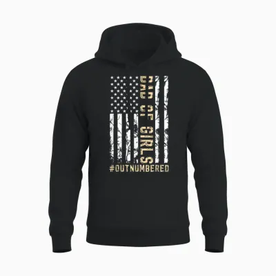 Girl Father's Day Daddy & Dad of Girls Outnumbered Unisex Hoodie - Black