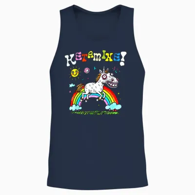 Horse with Ketamine Funny T-Shirt, Black, S Unisex Tank Top - Navy