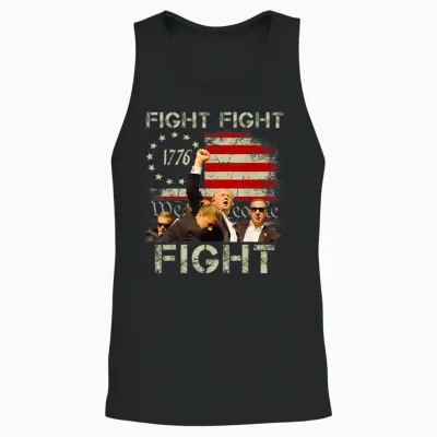 Trump Fight Fight Fight Trump Signals to Americans to Fight Unisex Tank Top - Black