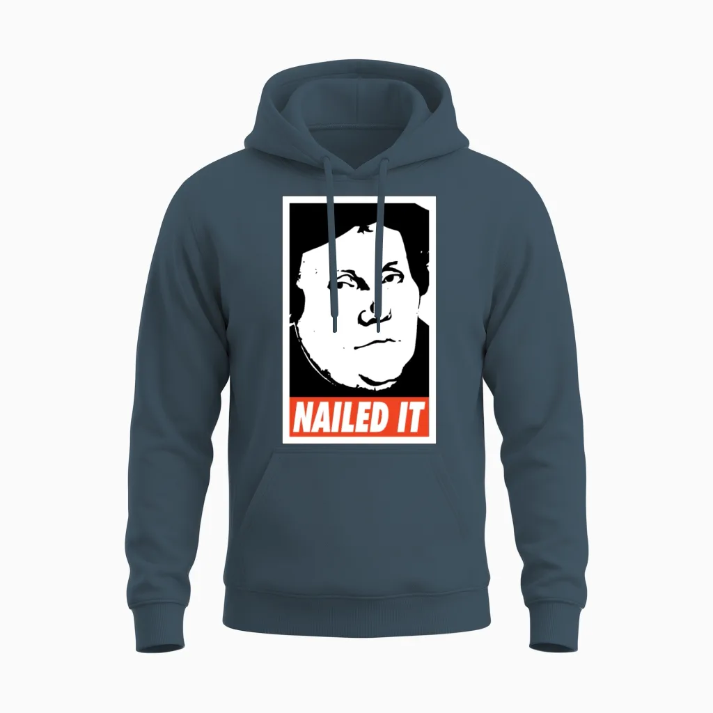 Nailed It Martin Luther Unisex Hoodie in Dark Heather