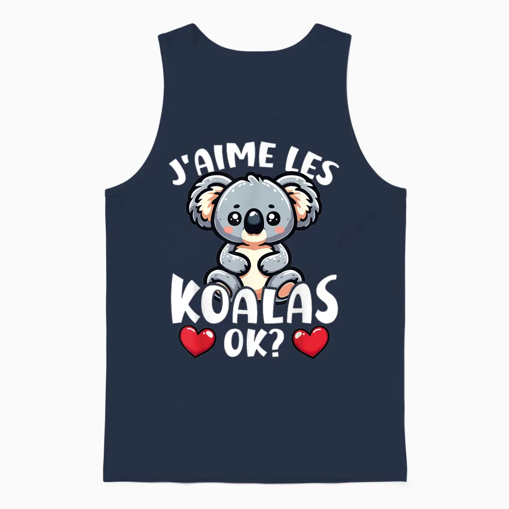 I Love the Koalas Ok? Koala Cute T-Shirt, Black, S Unisex Tank Top in Navy