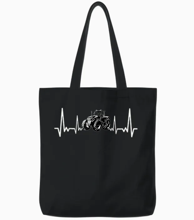 Herzschlag Traktor Trecker Landwirt Bauer Ekg Geschenk Bauer Tote Bags in Black