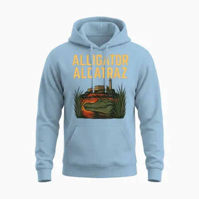 Alligator Alcatraz Unisex Hoodie - Light Blue