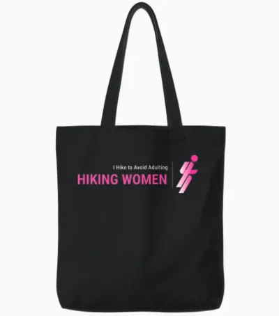 I Hike to Avoid Adulting, Women Hiking Tote Bags - Black