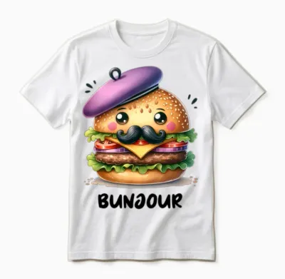 Funny Burger Bunjour Unisex T-Shirt - White