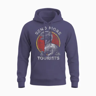 Jurassic Park Send More Tourists Raptor T-Shirt Small Unisex Hoodie - Heather Sport Dark Navy