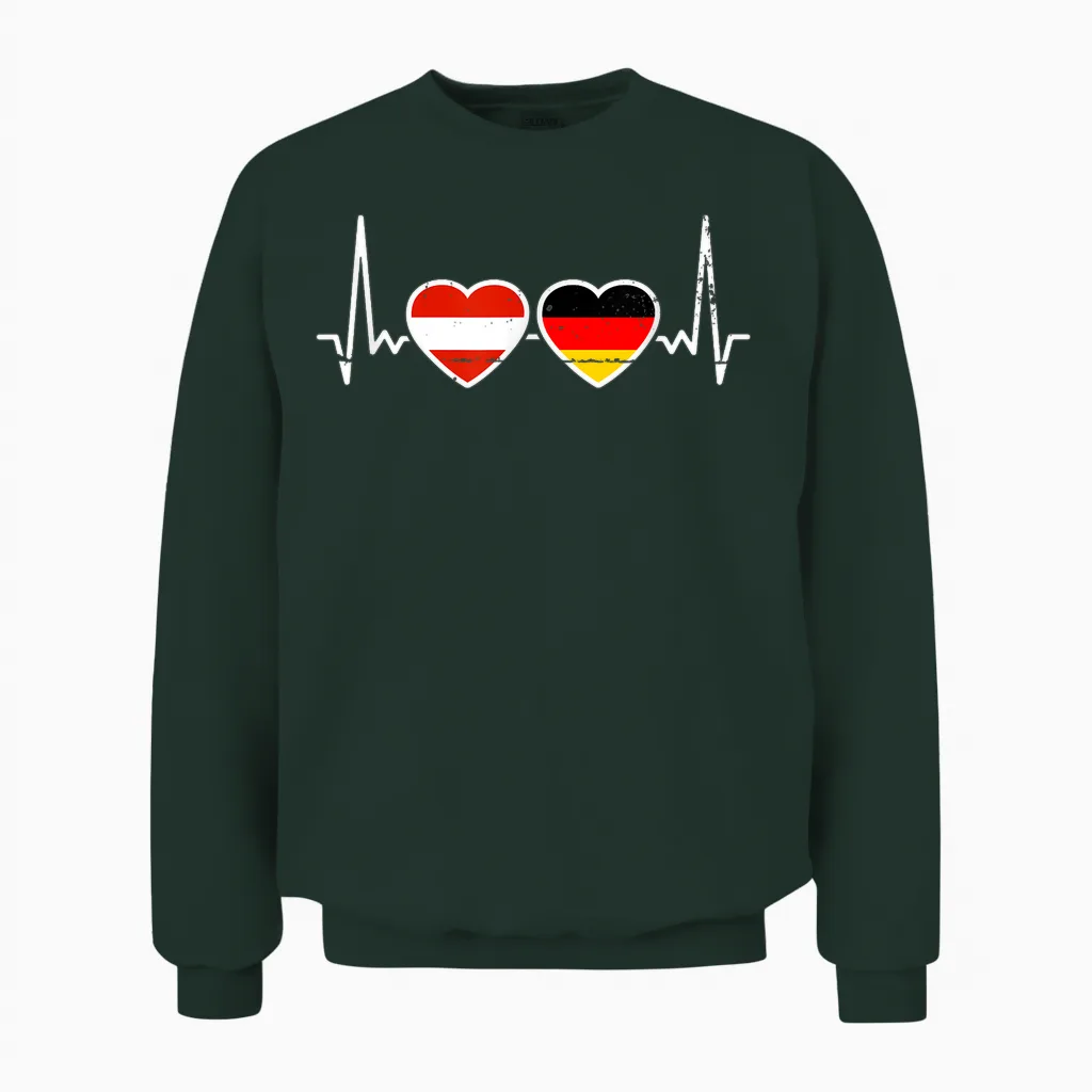 österreich Deutschland Herzschlag Flagge österreicher Unisex Sweatshirt in Forest