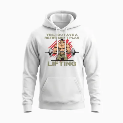 Retirement Plan Lifting Tshirt Old Man Gym Unisex Hoodie - White