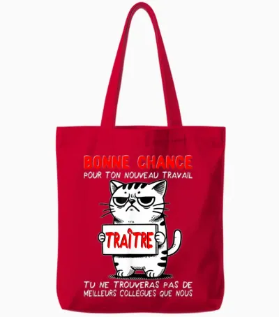 Departure Colleague Work | Good Luck for New Job T-Shirt, Black, S Tote Bags - Red