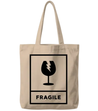 Fragile Tote Bags - Natural