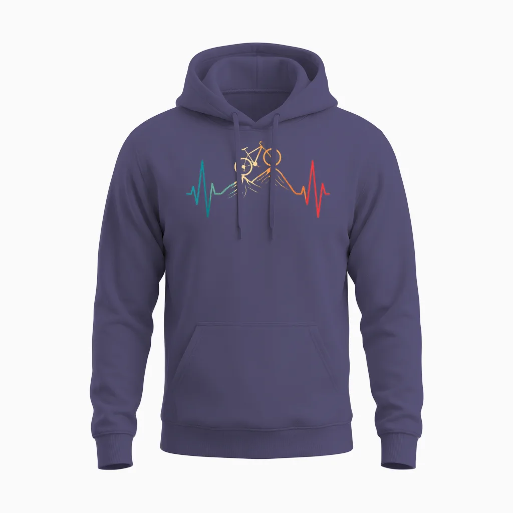 Herzschlag Fahrrad Radfahrer Mountainbike Radsport Herren Unisex Hoodie in Heather Sport Dark Navy