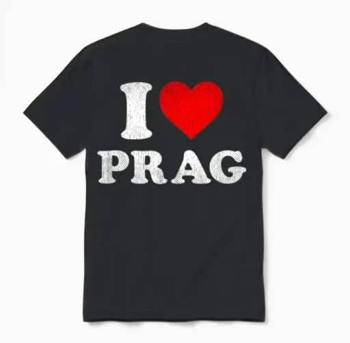 Prag Souvenir I Love Prague Unisex T-Shirt in Black