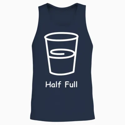 Half Full Funny Unisex Tank Top - Navy