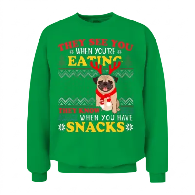 Pug Ugly They See You're Eating Unisex Sweatshirt - Irish Green