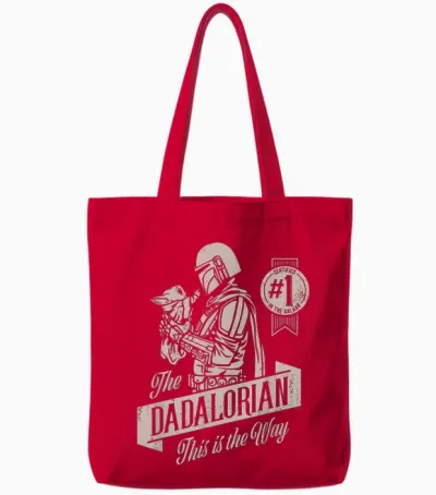 Star Wars the Mandalorian and Grogu Dadalorian Father’s Day Tote Bags - Red