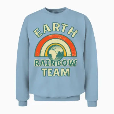 Earth Rainbow Team Retro Colors Unisex Sweatshirt - Light Blue