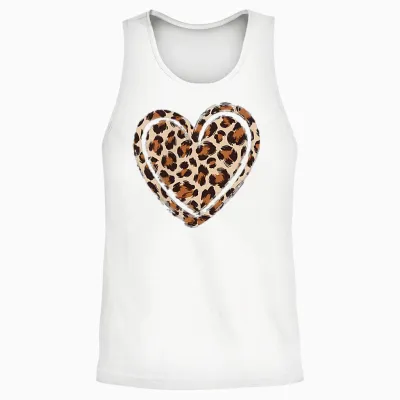 Cheetah Leopard Heart Girl Animal Cool Print Unisex Tank Top - White