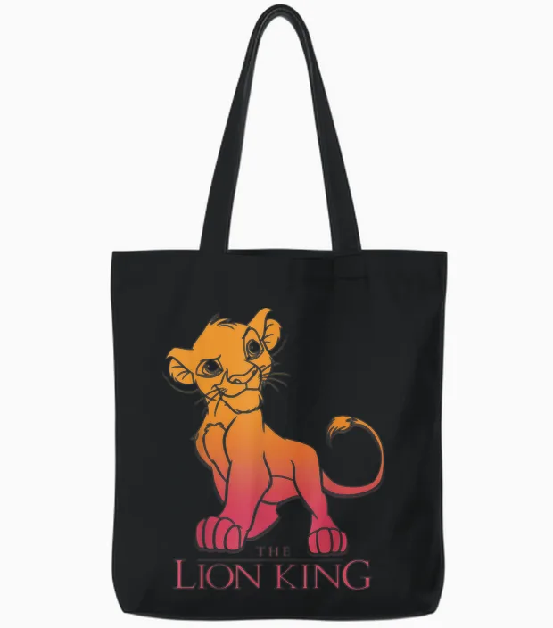 Disney the Lion King Simba Gradient Portrait T-Shirt, Black, S Tote Bags in Black