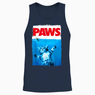 Xiongying Paws Cat and Mouse Top, Cute Funny Cat Lover Parody Unisex Tank Top - Navy