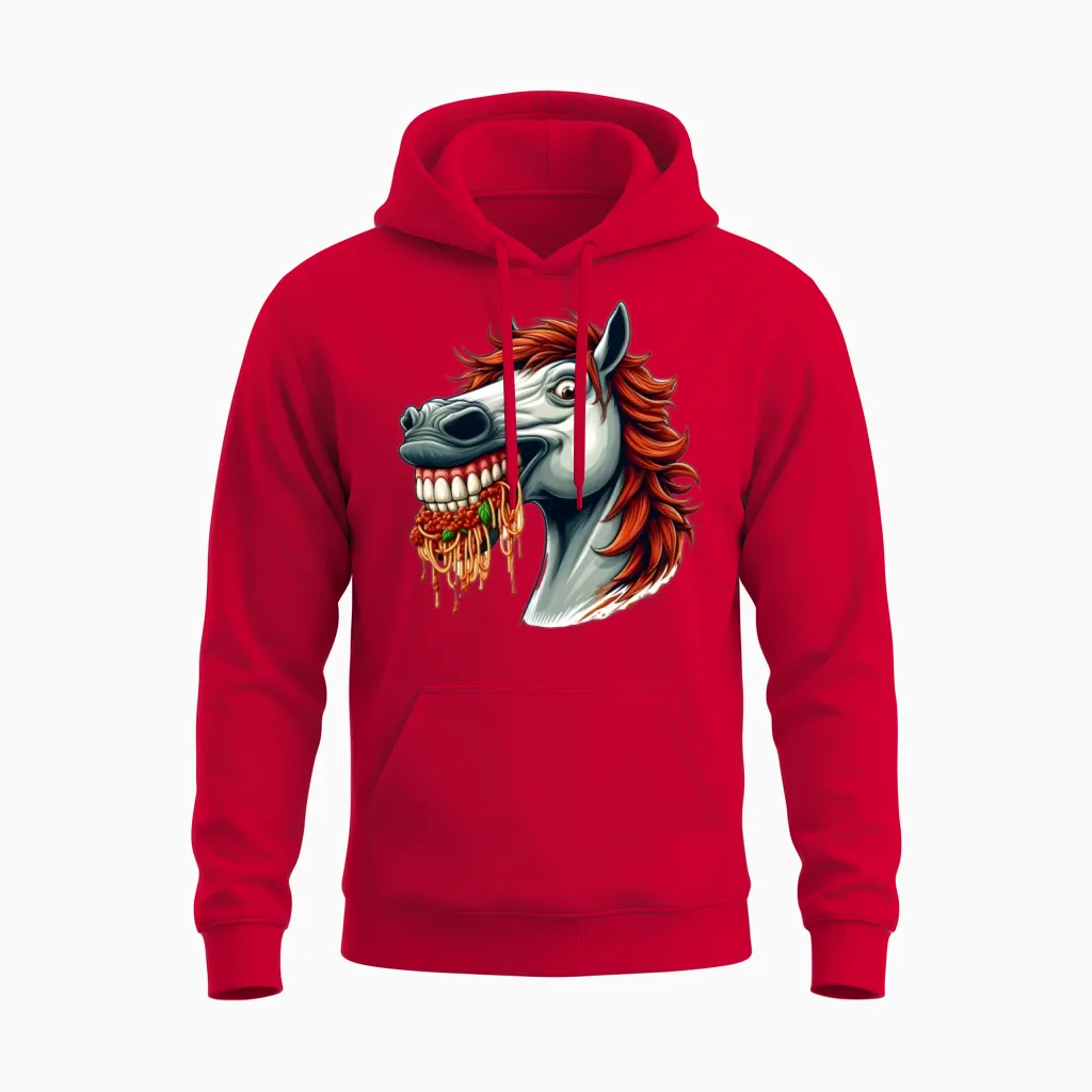 Pasta Lover Horse - Lovers Unisex Hoodie in Red