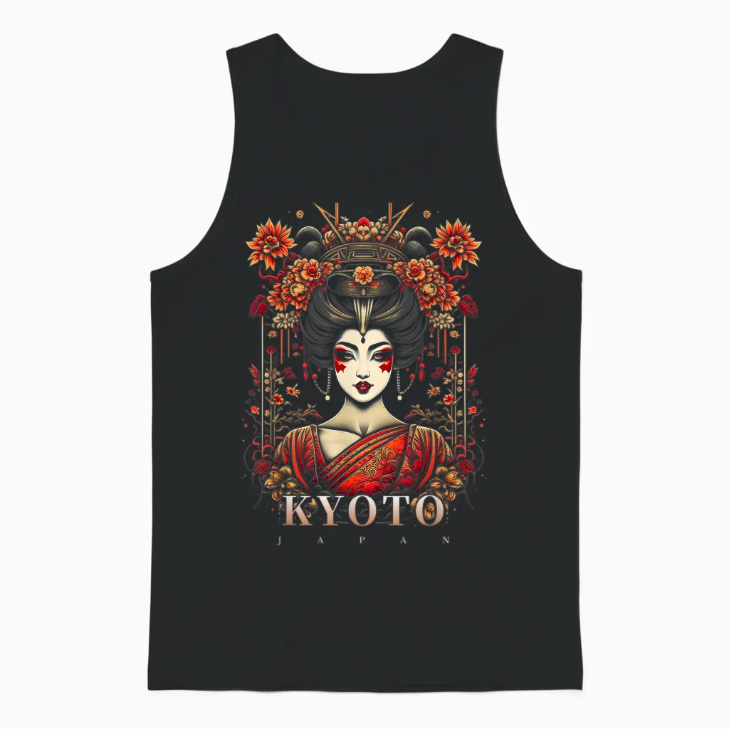 Kyoto, Japan, Geisha, Jugendstil Unisex Tank Top in Black