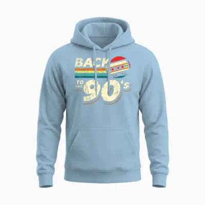 90s Outfit | Back to the 90s Retro Party Carnival T-Shirt, Black Unisex Hoodie - Light Blue