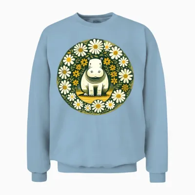 Retro Hippo Unisex Sweatshirt - Light Blue