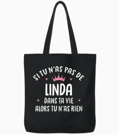 Wife Girlfriend Funny Personalized Gift Name Linda Tote Bags - Black