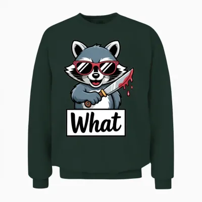 Funny Raccoon in Sunglasses Meme Unisex Sweatshirt - Forest