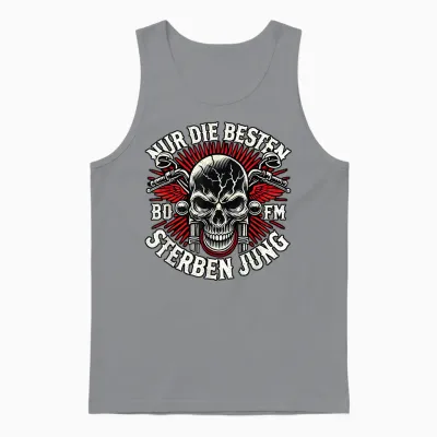 "nur Die Besten Die Jung" Biker Statement Rocker T-Shirt, Black Unisex Tank Top - Sport Grey