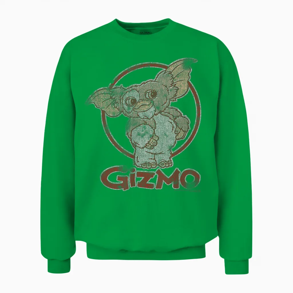 Gremlins Distressed Gizmo Unisex Sweatshirt in Irish Green