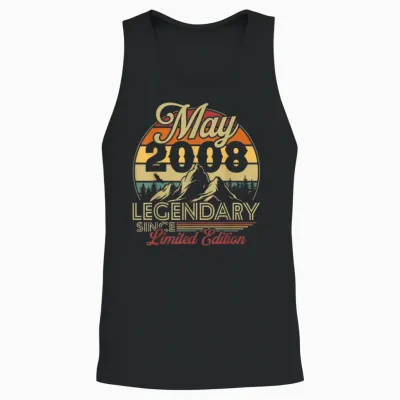 Vintage Anniversaire 18 Ans Pour Né En Mai 2008 Cadeau Unisex Tank Top - Black
