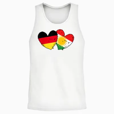 Germany Kurdistan Heart Flag German Kurdish Pride Unisex Tank Top - White