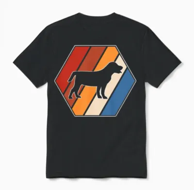 Dog Retro Unisex T-Shirt - Black