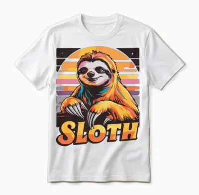 Funny Sloth Retro Vintage Unisex T-Shirt - White