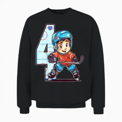 Eishockey Geburtstag - 4 Jahre Alter Junge - 4. Geburtstag Unisex Sweatshirt - Black