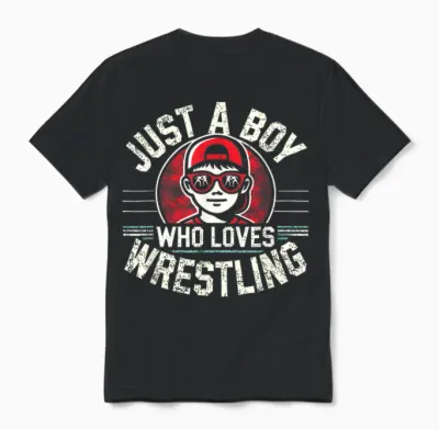 Just a Boy Who Loves Wrestling, Boys & Kids, Wrestler Unisex T-Shirt - Black