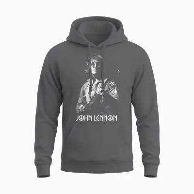 John Lennon - Oversized Portrait Unisex Hoodie - Charcoal